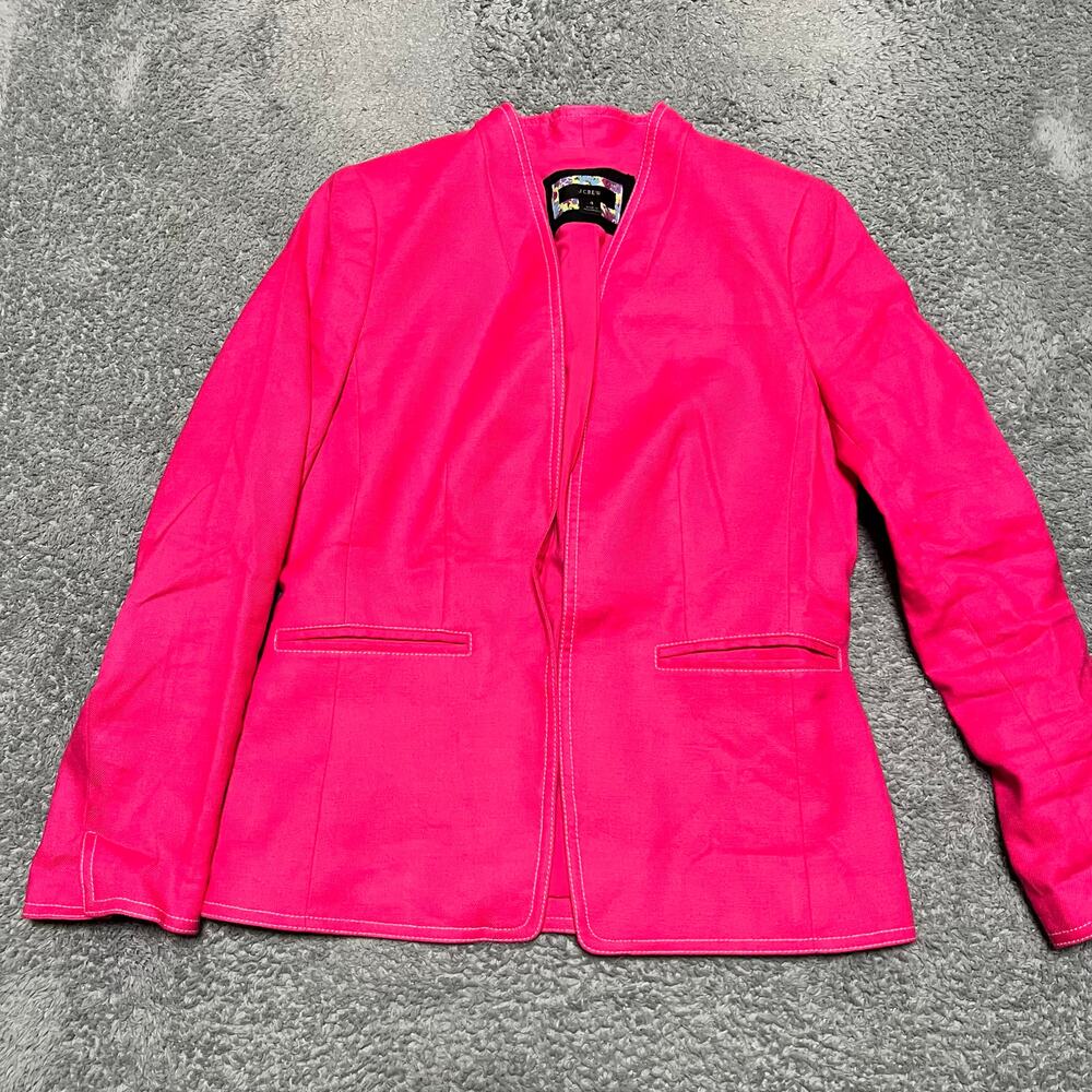 J Crew Blazer Womens 4 Going Out Pink Stretch Linen Preppy Barbie AI253